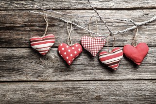 Red Hearts Hanging from Thread